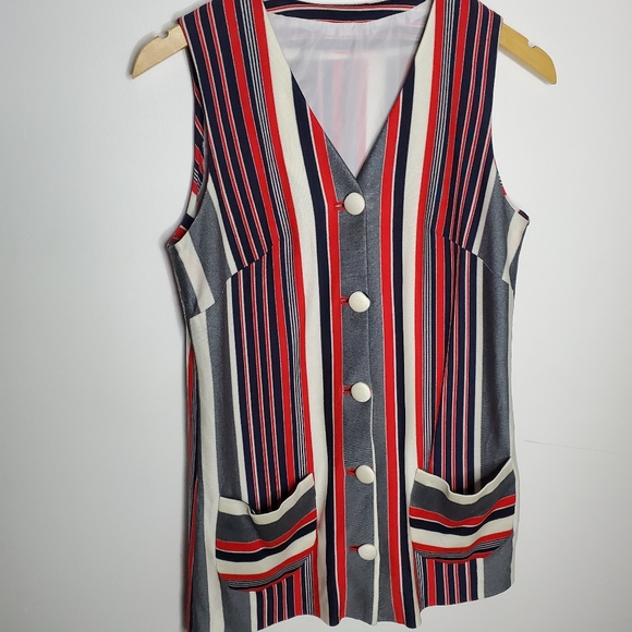 VINTAGE handmade stripe sleeveless button-up - Picture 4 of 9